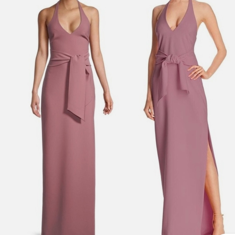Elegant Mauve Halter Maxi Dress